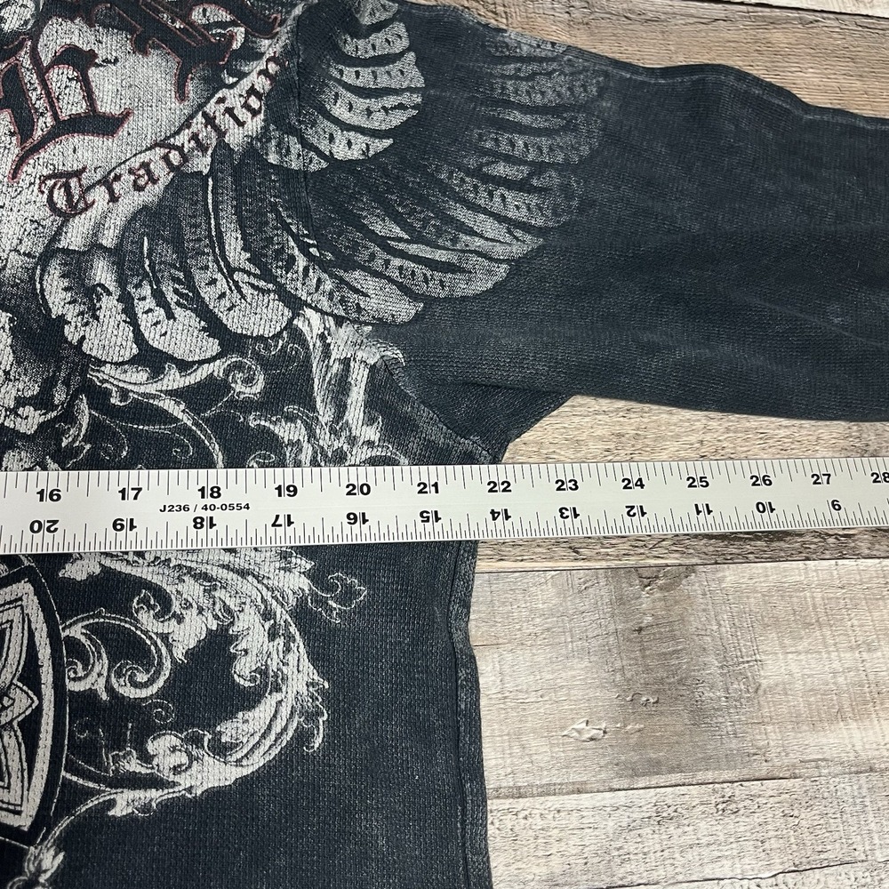 Xzavier Thermal Shirt Size XL Black Thermal Long Sleeve Y2K Punk Grunge Skulls - Picture 7 of 11